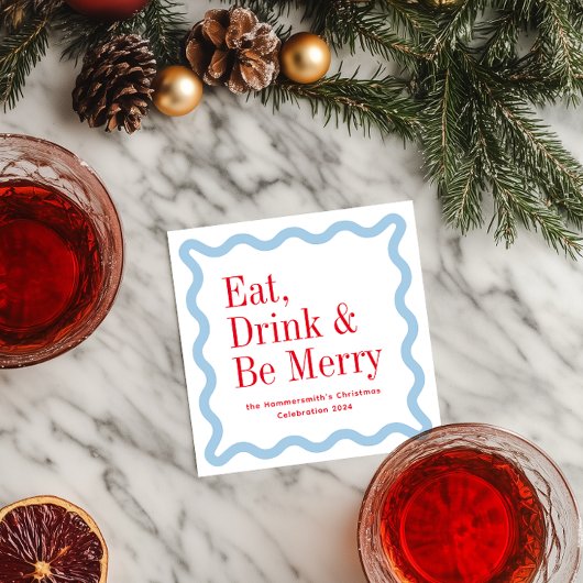 Red Ice Blue Eat Drink en Be Merry Wavy Square Servet