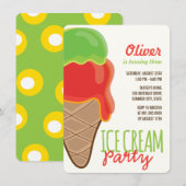 Red Ice Cream Boy Zomer Verjaardagsfeestje Uitnodi Kaart (Voorkant / Achterkant)