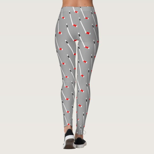 Red Ice Hockey Stick Patroon Leggings (Achterkant)