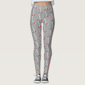 Red Ice Hockey Stick Patroon Leggings (Voorkant)