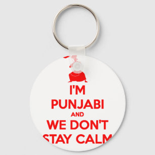 (RED) Ik ben Punjabi en we blijven niet kalm Sleutelhanger