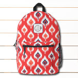 Red Ikat Abstract Pattern Add Logo Corporate Bedrukte Rugzak<br><div class="desc">Red Ikat Abstract Pattern Add Logo Corporate Backpack is voorzien van een modern Ikat patroon in rood,  sinaasappel,  blauw en wit met uw aangepaste zakelijke logo. Perfect voor relatiegeschenken,  school,  sport,  sportschool,  reizen en meer. Ontworpen door ©2024 Evco Studio www.zazzle.com/store/evcostudio</div>