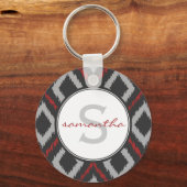 Red Ikat Monogram Sleutelhanger (Voorkant)