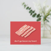 Red Illustrated Bacon Love Briefkaart (Staand voorkant)