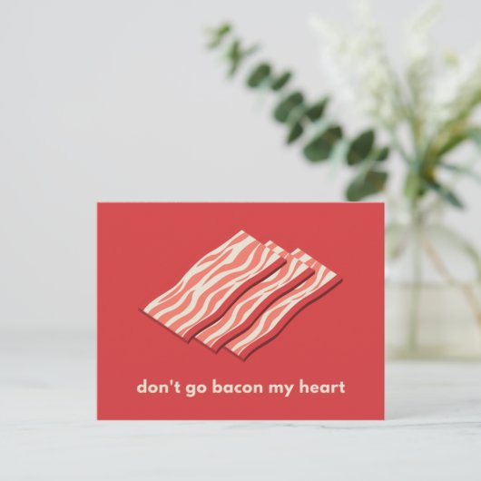 Red Illustrated Bacon Love Briefkaart (Staand voorkant)