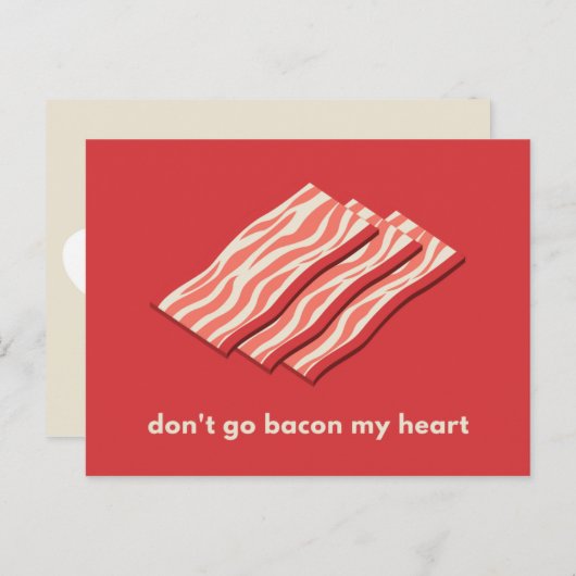 Red Illustrated Bacon Love Briefkaart (Voorkant / Achterkant)