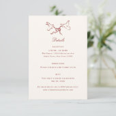 Red Illustrated Birds Whimsical Wedding Details Informatiekaartje (Staand voorkant)