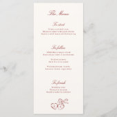 Red Illustrated Locket Whimsical Wedding Menu (Voorkant)