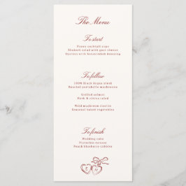 Red Illustrated Locket Whimsical Wedding Menu