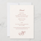 Red Illustrated Swans Whimsical All in One Wedding Kaart (Achterkant)