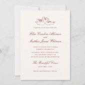 Red Illustrated Swans Whimsical Wedding Kaart (Voorkant)