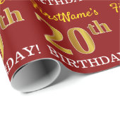 Red, Imitation Gold Kijk "20th BIRTHDAY" Cadeaupapier (Rol Hoek)