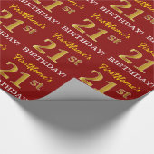 Red, Imitation Gold Kijk "21st BIRTHDAY" Cadeaupapier (Hoek)