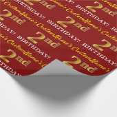 Red, Imitation Gold Kijk "2e BIRTHDAY" Cadeaupapier (Hoek)