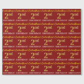 Red, Imitation Gold Kijk "2e BIRTHDAY" Cadeaupapier (Vlak)