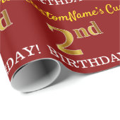 Red, Imitation Gold Kijk "2e BIRTHDAY" Cadeaupapier (Rol Hoek)
