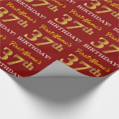 Red, Imitation Gold Kijk "37th BIRTHDAY" Cadeaupapier (Hoek)