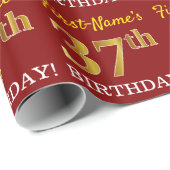 Red, Imitation Gold Kijk "37th BIRTHDAY" Cadeaupapier (Rol Hoek)