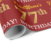 Red, Imitation Gold Kijk "77th BIRTHDAY" Cadeaupapier (Rol Hoek)