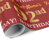 Red, Imitation Gold Kijk "92e BIRTHDAY" Cadeaupapier (Rol Hoek)