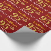Red, Imitation Gold Kijk "95th BIRTHDAY" Cadeaupapier (Hoek)