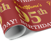 Red, Imitation Gold Kijk "95th BIRTHDAY" Cadeaupapier (Rol Hoek)