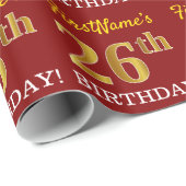 Red, Imitation Gold look "26th BIRTHDAY" Cadeaupapier (Rol Hoek)