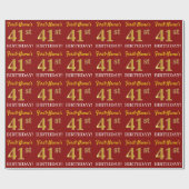 Red, Imitation Gold look "41st BIRTHDAY" Cadeaupapier (Vlak)