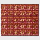 Red, Imitation Gold look "43rd BIRTHDAY" Cadeaupapier (Vlak)