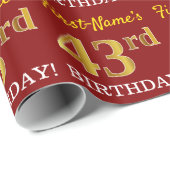 Red, Imitation Gold look "43rd BIRTHDAY" Cadeaupapier (Rol Hoek)
