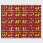 Red, Imitation Gold look "44th BIRTHDAY" Cadeaupapier (Vlak)