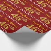 Red, Imitation Gold look "46th BIRTHDAY" Cadeaupapier (Hoek)