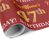Red, Imitation Gold look "47th BIRTHDAY" Cadeaupapier (Rol Hoek)