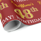 Red, Imitation Gold look "48th BIRTHDAY" Cadeaupapier (Rol Hoek)