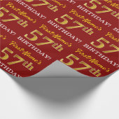 Red, Imitation Gold look "57th BIRTHDAY" Cadeaupapier (Hoek)