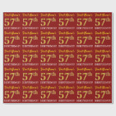 Red, Imitation Gold look "57th BIRTHDAY" Cadeaupapier (Vlak)