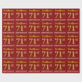 Red, Imitation Gold look "71st BIRTHDAY" Cadeaupapier