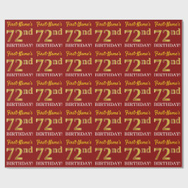 Red, Imitation Gold look "72e BIRTHDAY" Cadeaupapier