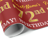 Red, Imitation Gold look "72e BIRTHDAY" Cadeaupapier (Rol Hoek)