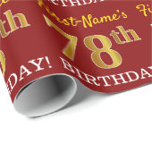 Red, Imitation Gold look "78th BIRTHDAY" Cadeaupapier (Rol Hoek)