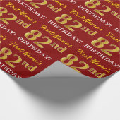 Red, Imitation Gold look "82e BIRTHDAY" Cadeaupapier (Hoek)