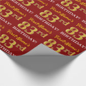 Red, Imitation Gold look "83rd BIRTHDAY" Cadeaupapier (Hoek)