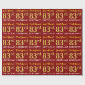 Red, Imitation Gold look "83rd BIRTHDAY" Cadeaupapier (Vlak)