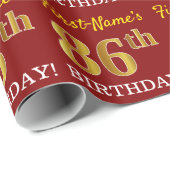 Red, Imitation Gold look "86th BIRTHDAY" Cadeaupapier (Rol Hoek)