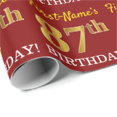 Red, Imitation Gold look "87th BIRTHDAY" Cadeaupapier (Rol Hoek)