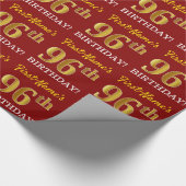 Red, Imitation Gold look "96th BIRTHDAY" Cadeaupapier (Hoek)