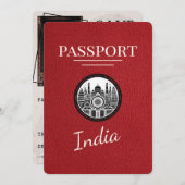 Red India Passport Bewaar de datum Save The Date (Voorkant / Achterkant)