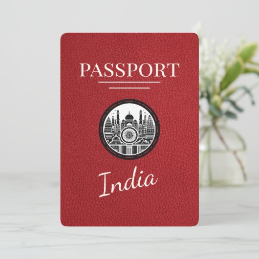 Red India Passport Bewaar de datum Save The Date (Staand voorkant)