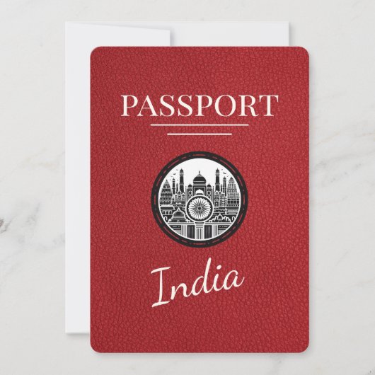 Red India Passport Bewaar de datum Save The Date (Voorkant)