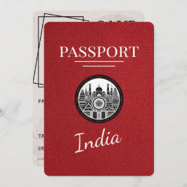 Red India Passport Bewaar de datum Save The Date